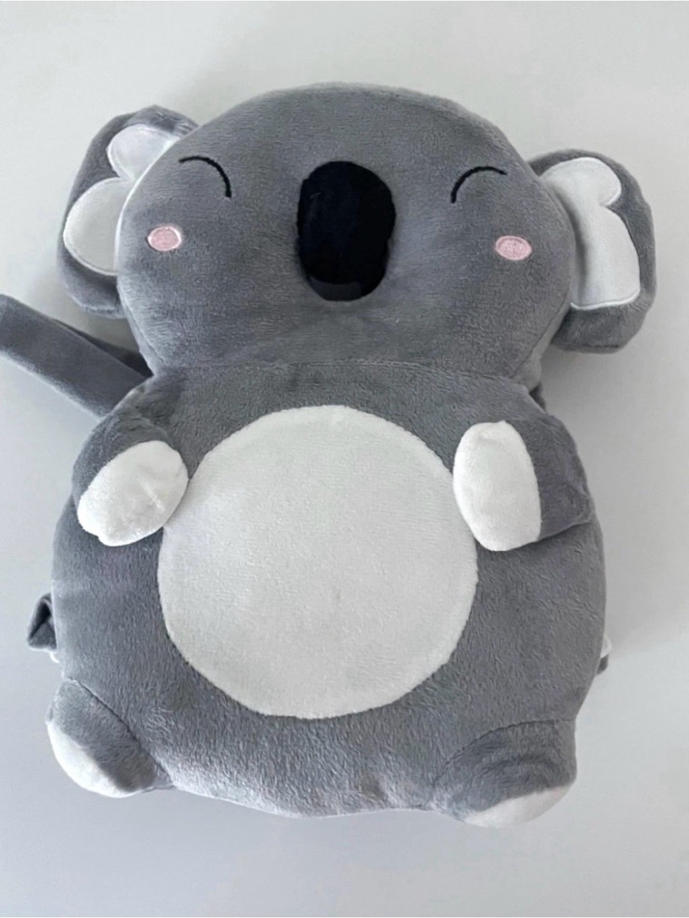Plush Koala Stuffed Toy Backpack - Soft Gray